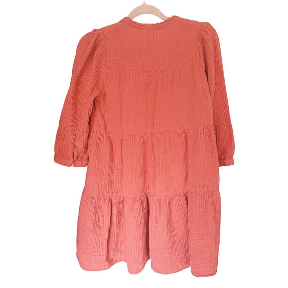 Honorine Giselle Gauze Tiered Mini Dress Mauve Pink Small Boho Western Fall - Picture 3 of 7